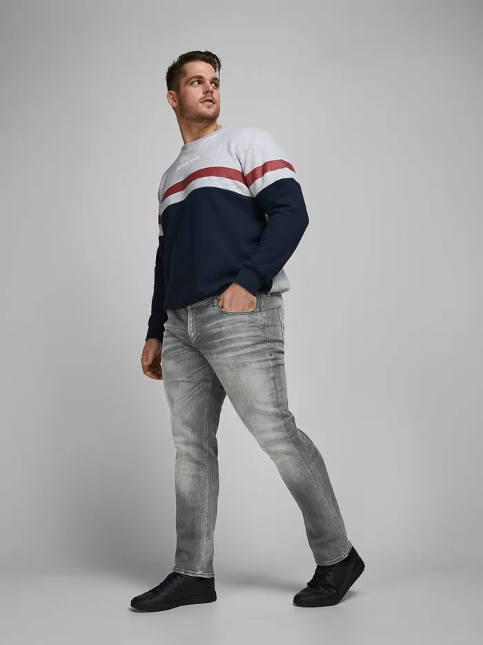 Jeans JACK and JONES Mens TIM ORIGINAL JOS 183 PLUS SIZE SLIM FIT JEANS Grey Grey Denim