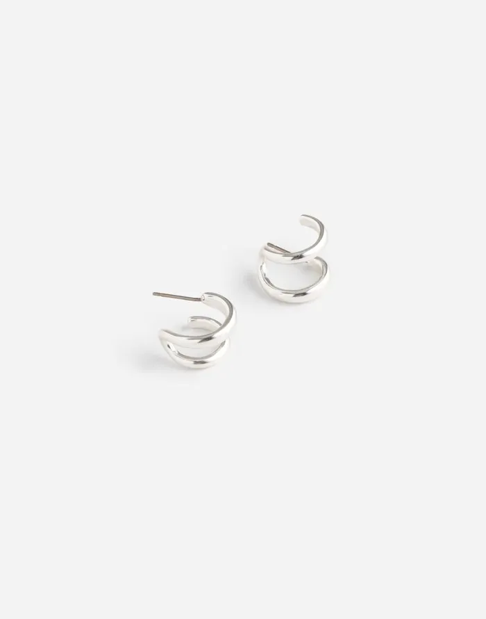 Jewelry Women Madewell Chunky Double Huggie Hoop Earrings Light Silver Ox