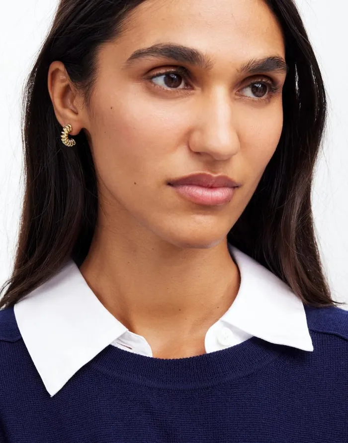 Jewelry Women Madewell MultiRing Statement Stud Earrings Pale Gold
