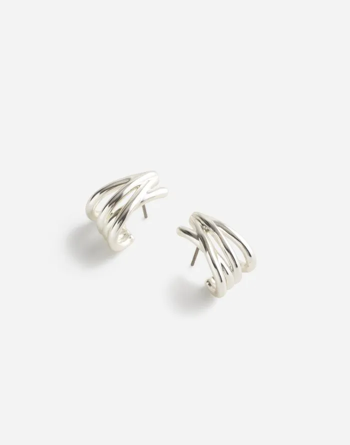 Jewelry Women Madewell Wraparound Statement Stud Earrings Light Silver Ox
