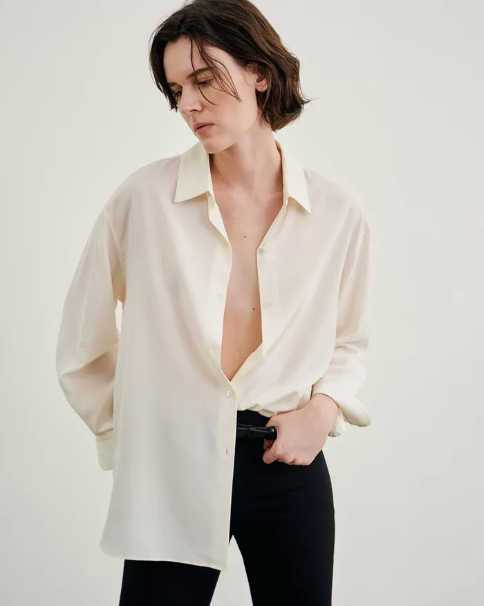 JULIEN SILK BLOUSE Black Women Nili Lotan Tops