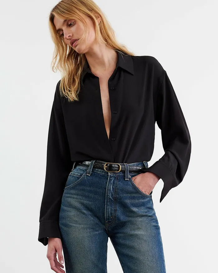JULIEN SILK BLOUSE Black Women Nili Lotan Tops