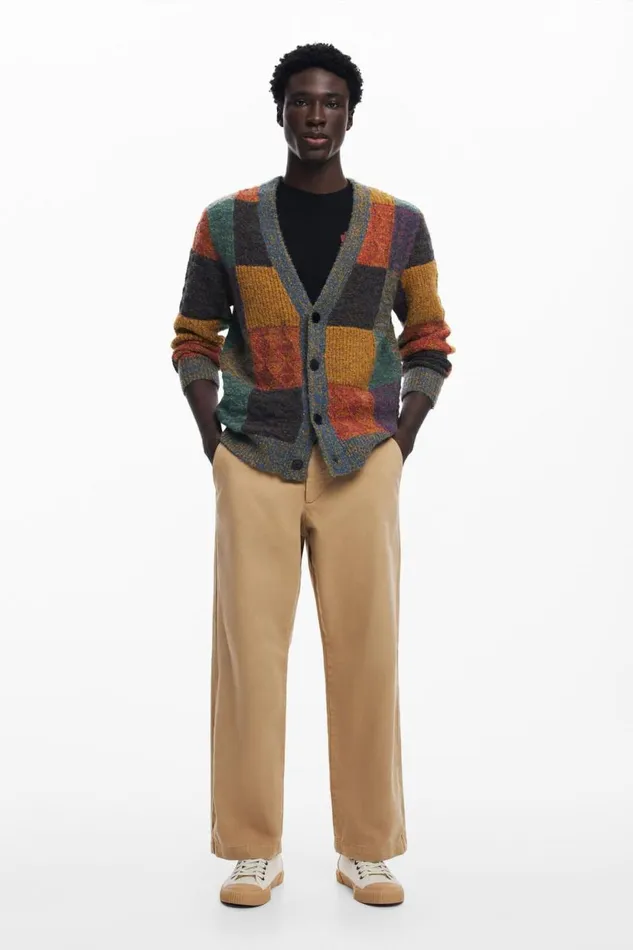 Jumpers And Sweatshirts Men Desigual Checked Cardigan Materialfinishes