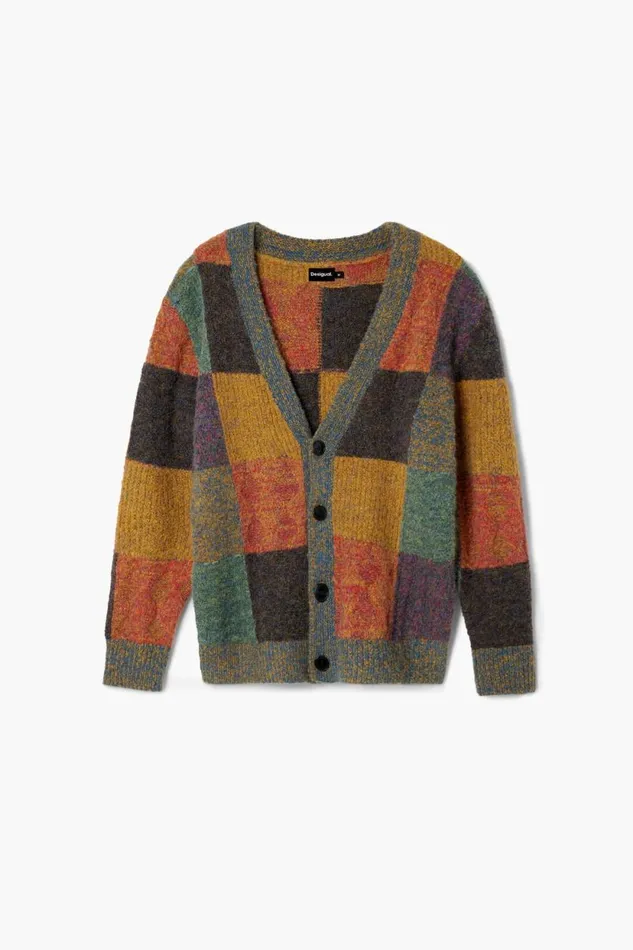 Jumpers And Sweatshirts Men Desigual Checked Cardigan Materialfinishes