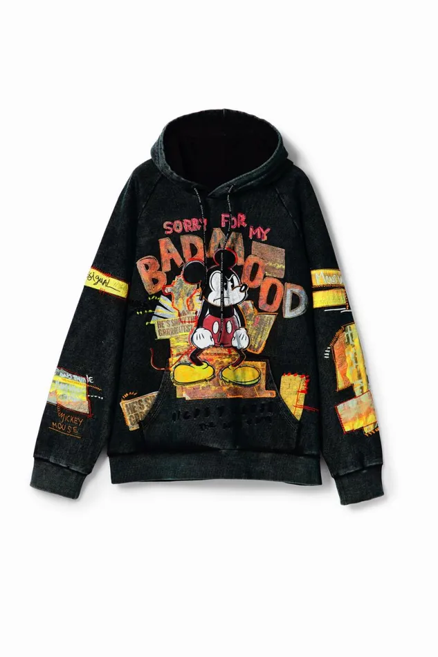Jumpers And Sweatshirts Men Desigual Mickey Mouse Patchwork Sweatshirt Black