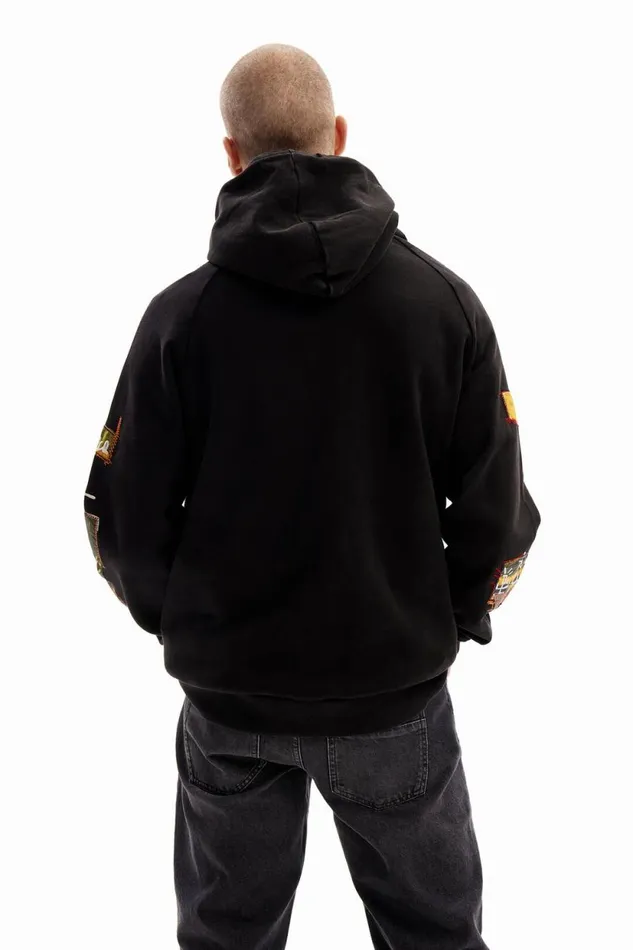 Jumpers And Sweatshirts Men Desigual Mickey Mouse Patchwork Sweatshirt Black