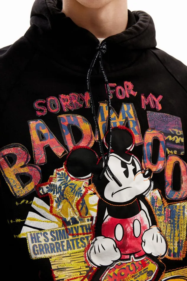 Jumpers And Sweatshirts Men Desigual Mickey Mouse Patchwork Sweatshirt Black
