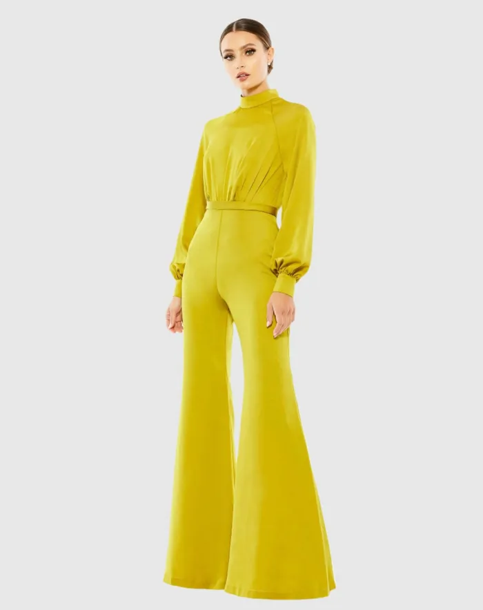 Jumpsuits and Rompers Women Mac Duggal Satin Raglan Long Sleeve High Neck Jumpsuit Chartreuse Jumpsuits and Rompers Women Mac Duggal Satin Raglan Long Sleeve High Neck Jumpsuit Chartreuse