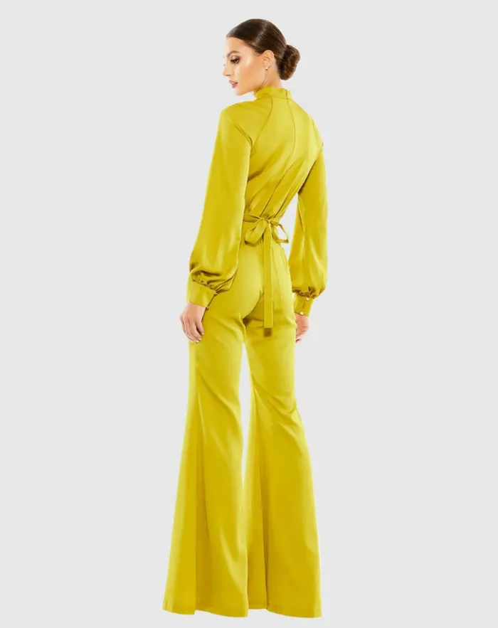Jumpsuits and Rompers Women Mac Duggal Satin Raglan Long Sleeve High Neck Jumpsuit Chartreuse Jumpsuits and Rompers Women Mac Duggal Satin Raglan Long Sleeve High Neck Jumpsuit Chartreuse