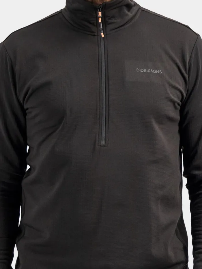 Kalle HalfZip Black Men Didriksons Fleece and Midlayers