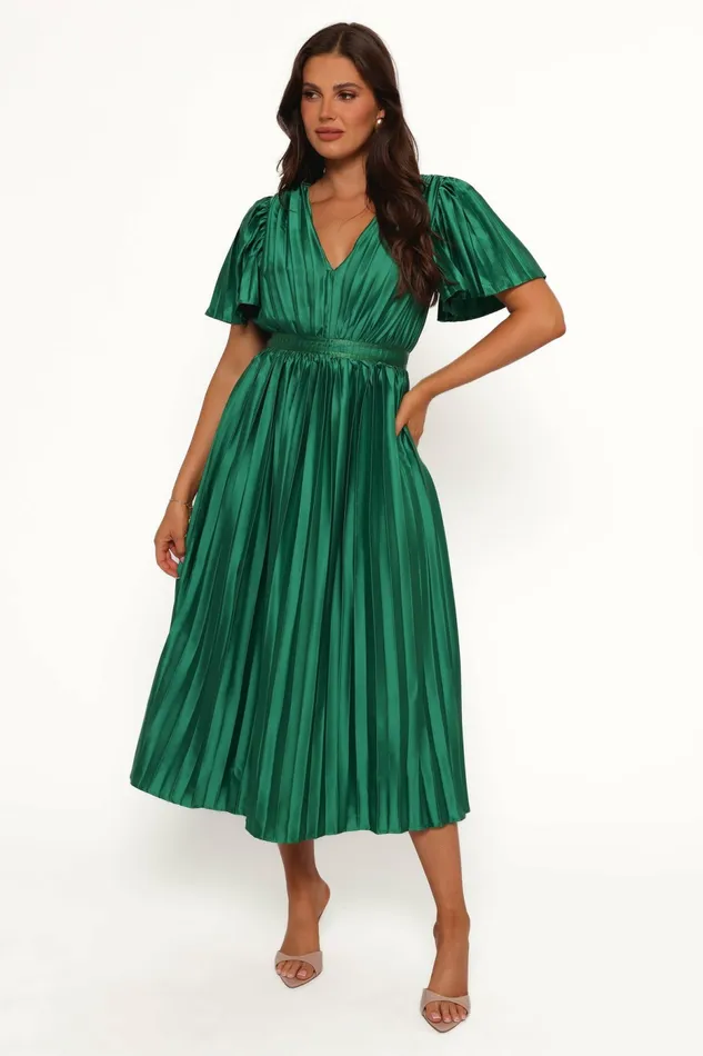 Keelah Midi Dress Emerald Green Dresses Petal and Pup Women
