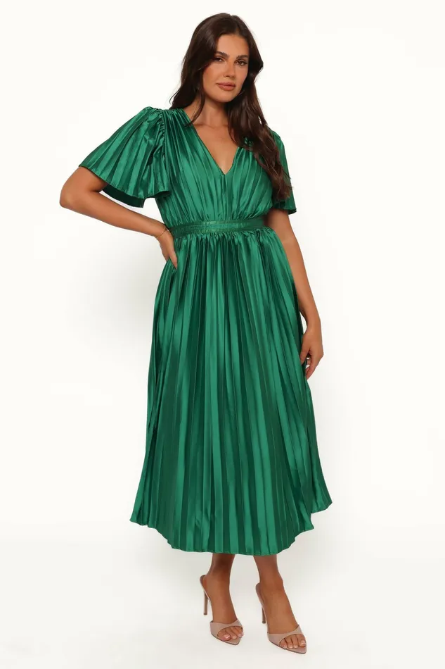Keelah Midi Dress Emerald Green Dresses Petal and Pup Women