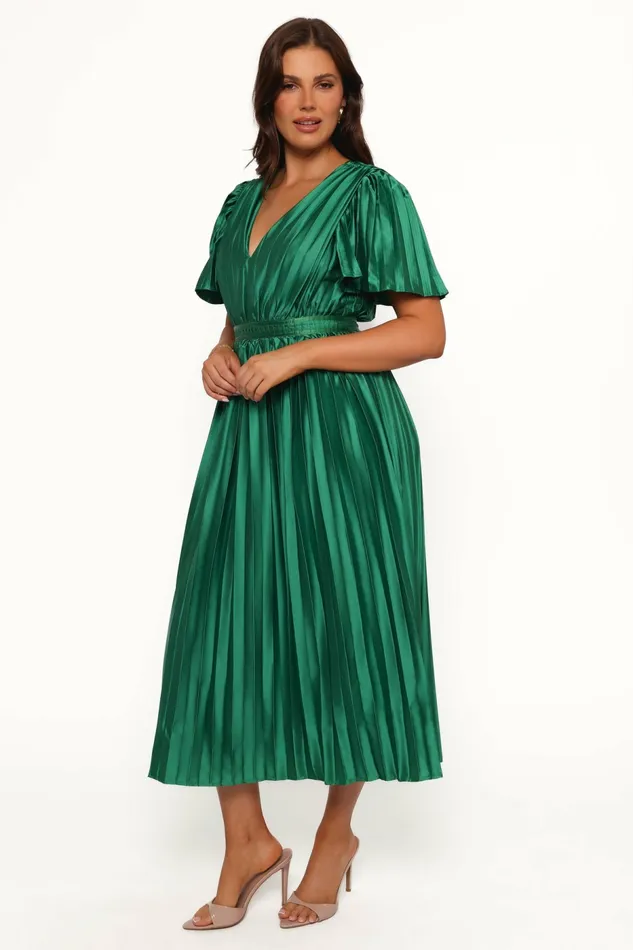 Keelah Midi Dress Emerald Green Dresses Petal and Pup Women