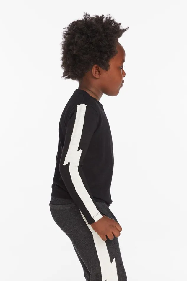 Kids Chaser Brand Boys Bolt Crew Neck Licorice Long Sleeve Tee