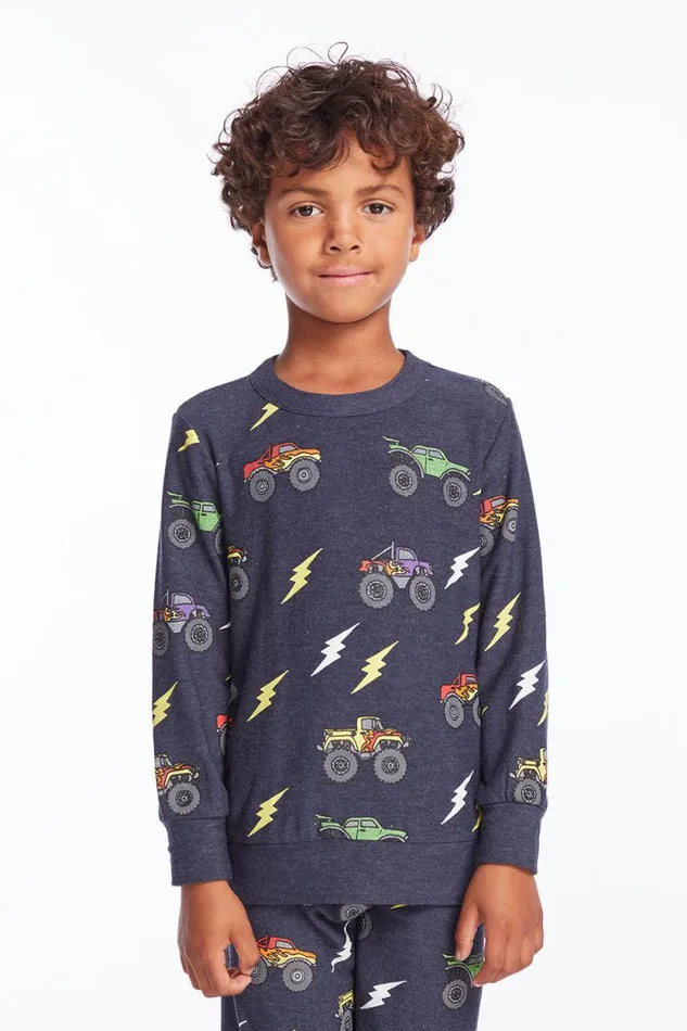 Kids Chaser Brand Boys Monster Truck Rally Boys Long Sleeve