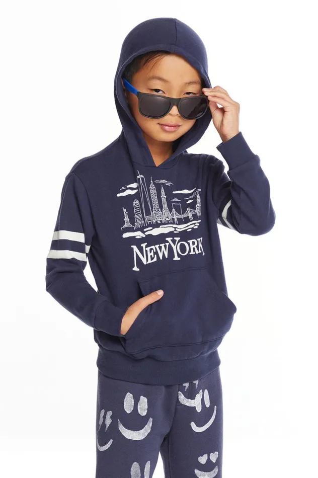 Kids Chaser Brand Boys New York Skyline Boys Pullover Hoodie