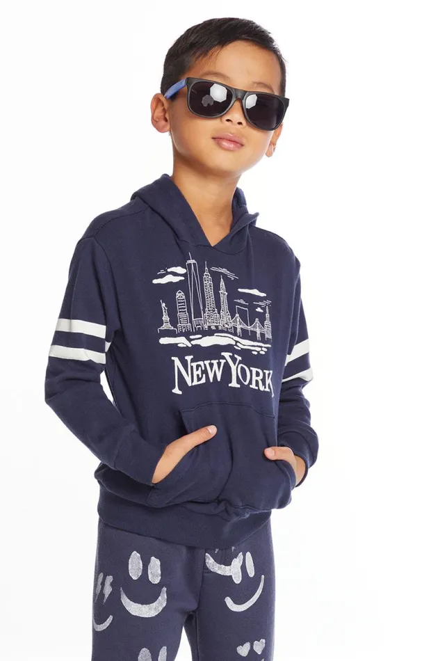Kids Chaser Brand Boys New York Skyline Boys Pullover Hoodie