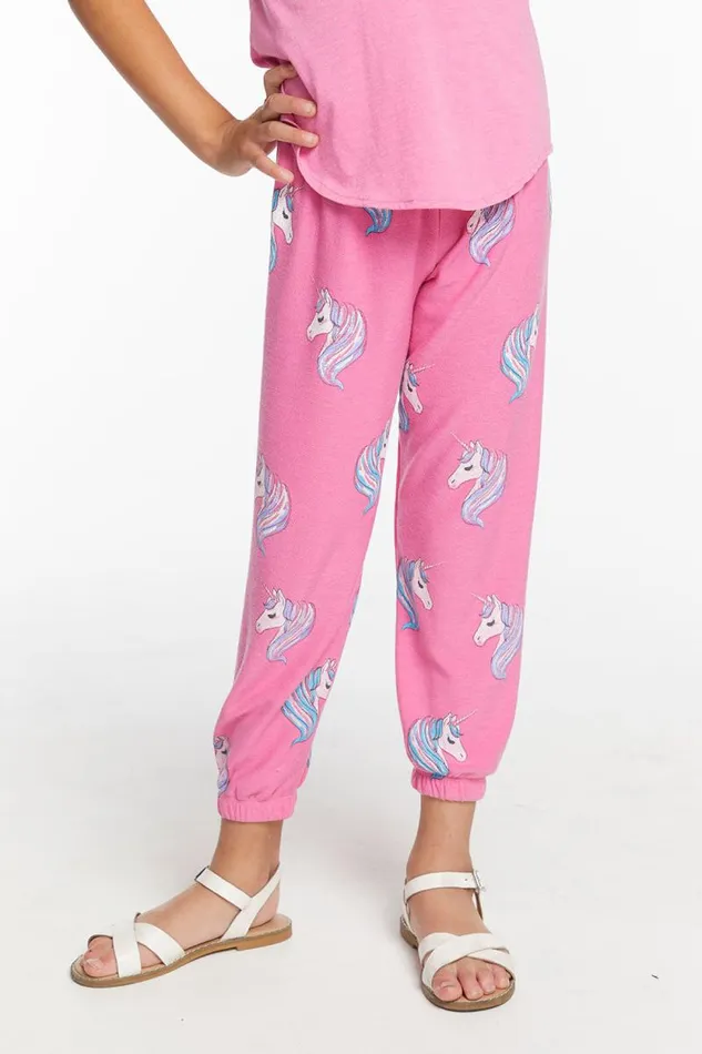 Kids Chaser Brand Girls All Over Unicorn Girls Cozy Knit Sweatpant
