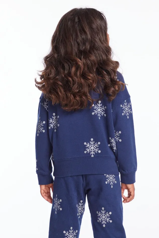 Kids Chaser Brand Girls Casbah Girls Avalon Glitter Snowflake Pullover