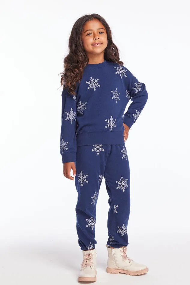 Kids Chaser Brand Girls Casbah Girls Avalon Glitter Snowflake Pullover
