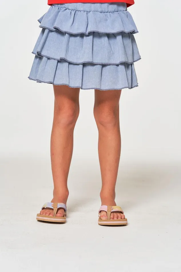 Kids Chaser Brand Girls Girls Coastal Cloth Tiered Ruffle Skort