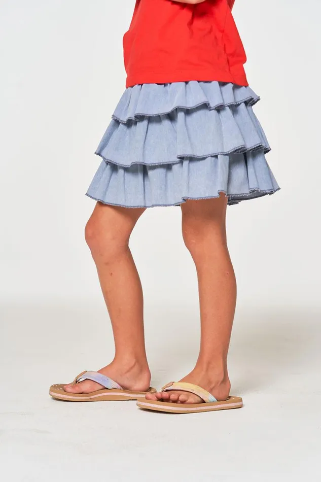 Kids Chaser Brand Girls Girls Coastal Cloth Tiered Ruffle Skort