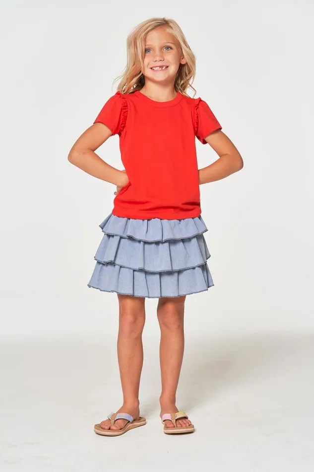 Kids Chaser Brand Girls Girls Coastal Cloth Tiered Ruffle Skort