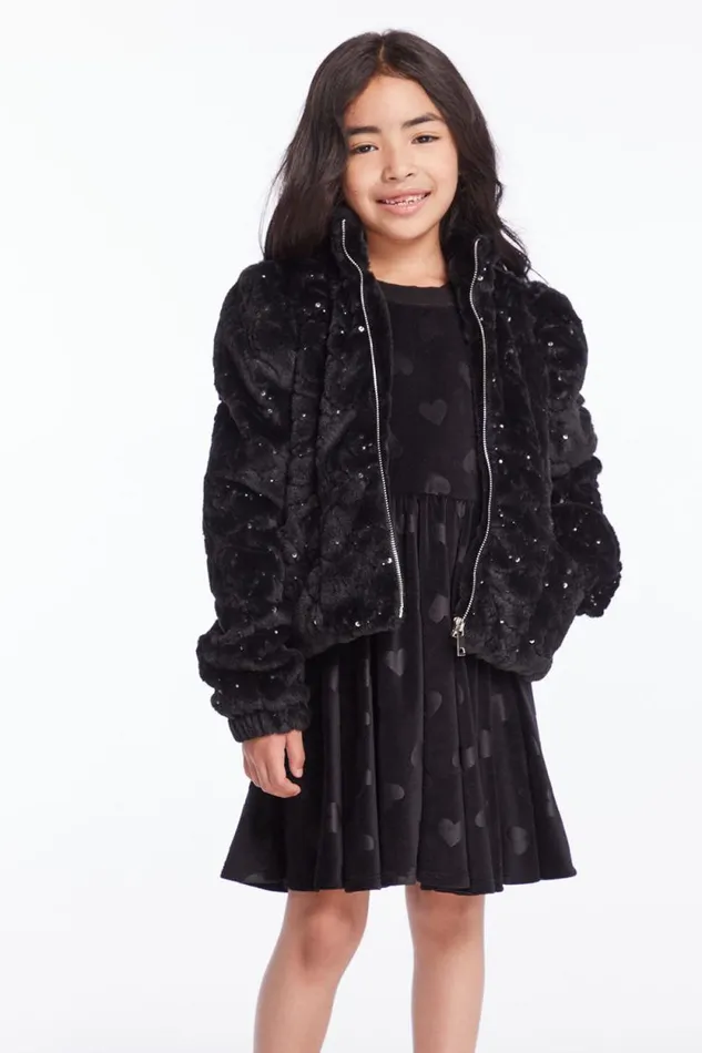 Kids Chaser Brand Girls Girls Licorice Puff Sleeve Jacket