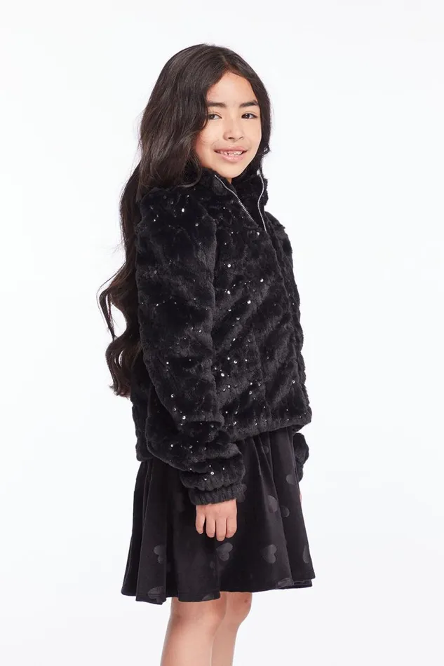 Kids Chaser Brand Girls Girls Licorice Puff Sleeve Jacket