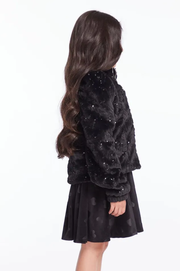 Kids Chaser Brand Girls Girls Licorice Puff Sleeve Jacket