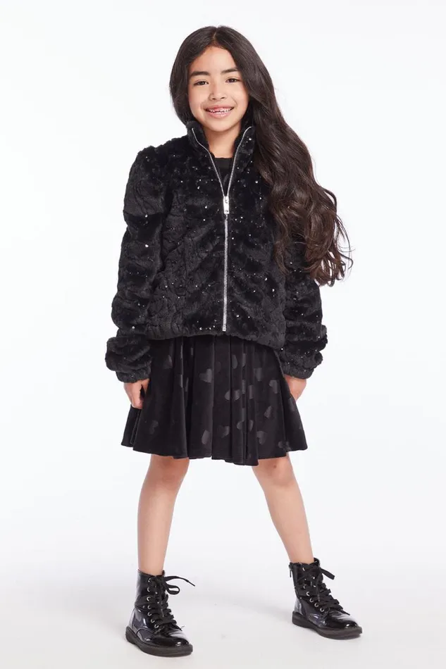 Kids Chaser Brand Girls Girls Licorice Puff Sleeve Jacket