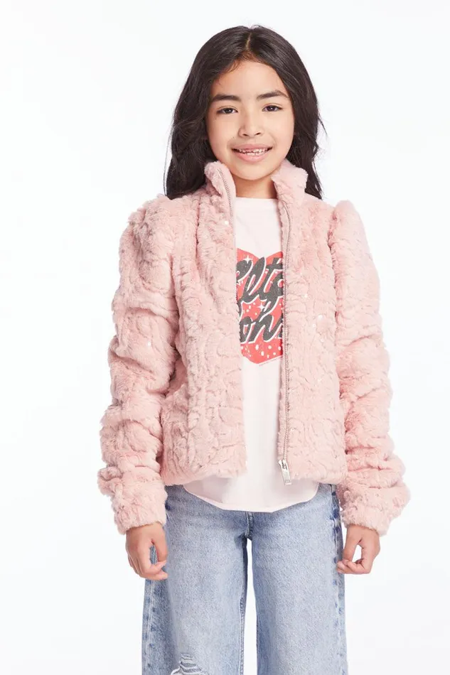 Kids Chaser Brand Girls Girls Pinky Puff Sleeve Jacket