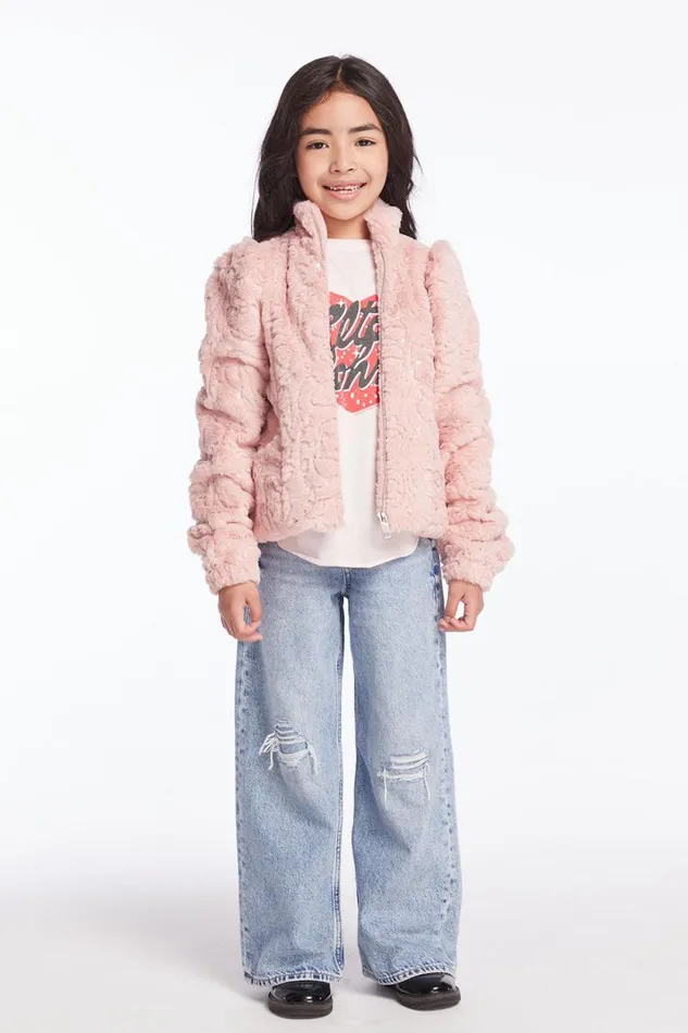 Kids Chaser Brand Girls Girls Pinky Puff Sleeve Jacket