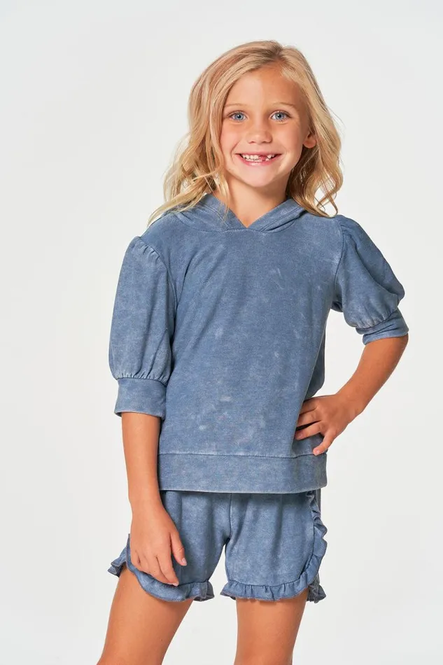 Kids Chaser Brand Girls Girls RPET Cozy Knit 34 Puff Sleeve Hoodie