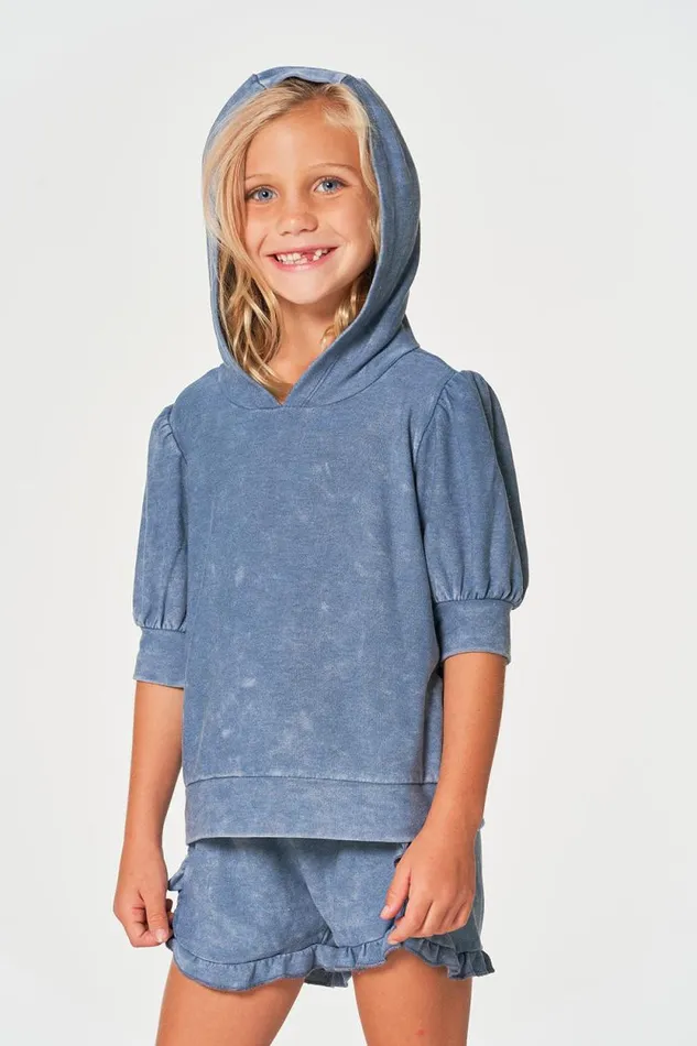 Kids Chaser Brand Girls Girls RPET Cozy Knit 34 Puff Sleeve Hoodie