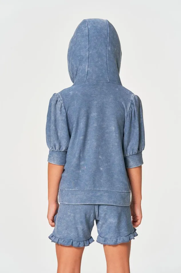 Kids Chaser Brand Girls Girls RPET Cozy Knit 34 Puff Sleeve Hoodie