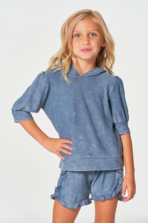 Kids Chaser Brand Girls Girls RPET Cozy Knit 34 Puff Sleeve Hoodie
