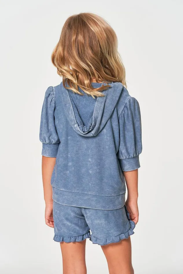 Kids Chaser Brand Girls Girls RPET Cozy Knit 34 Puff Sleeve Hoodie