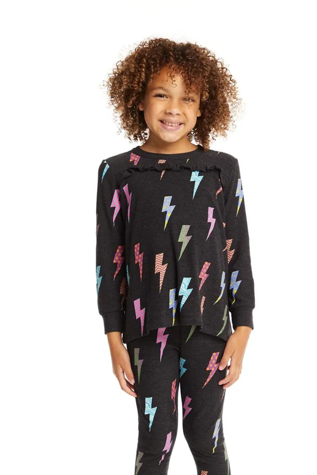 Kids Chaser Brand Girls Lightning Bolts Long Sleeve