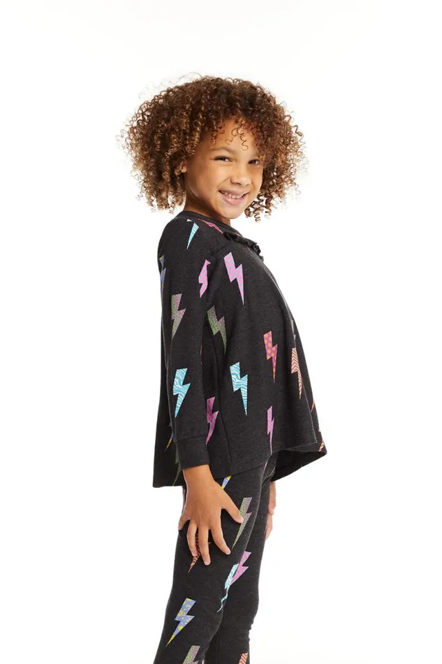 Kids Chaser Brand Girls Lightning Bolts Long Sleeve