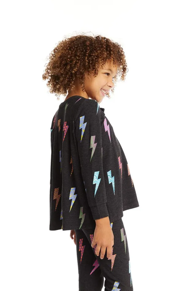 Kids Chaser Brand Girls Lightning Bolts Long Sleeve