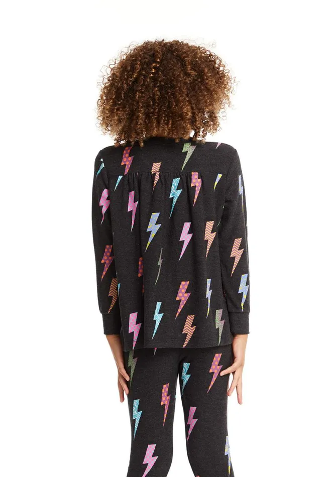 Kids Chaser Brand Girls Lightning Bolts Long Sleeve