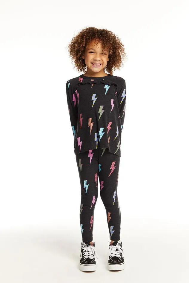 Kids Chaser Brand Girls Lightning Bolts Long Sleeve
