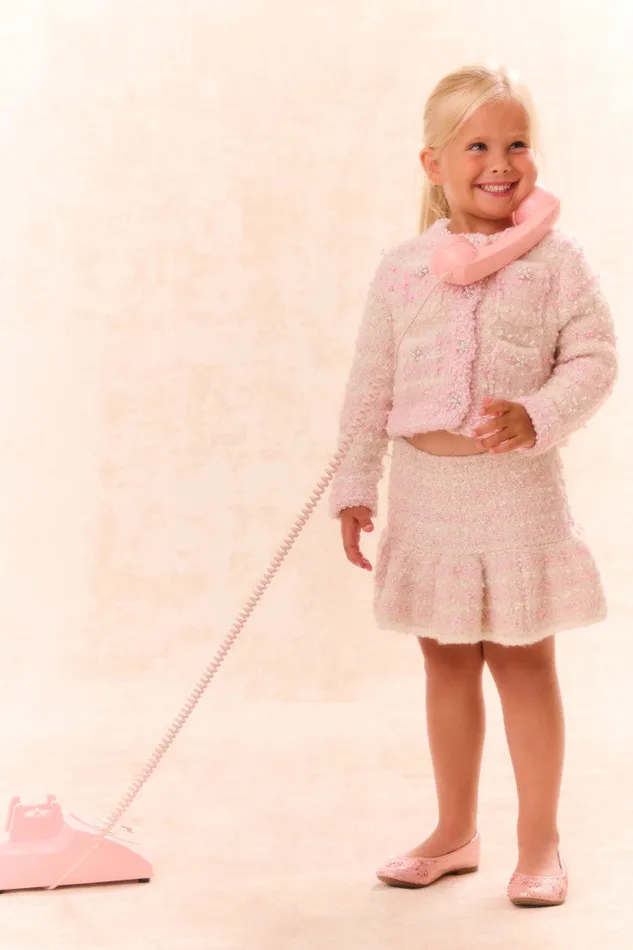 Kids LoveShackFancy Girls Girls Bryce Knit Skirt Vanilla Blush