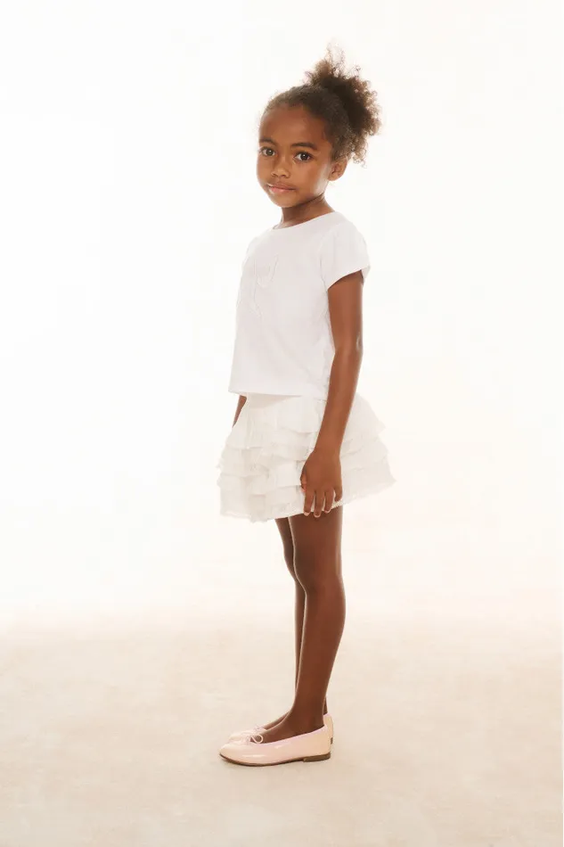 Kids LoveShackFancy Girls Girls Heritage Billie Skirt White