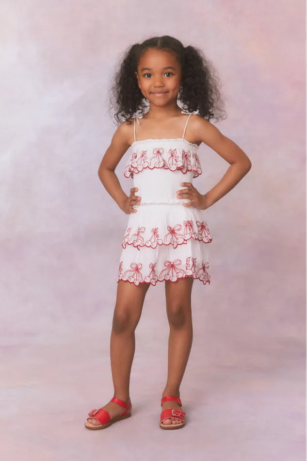 Kids LoveShackFancy Girls Girls Little Ruffle Mini Skirt Candy Red