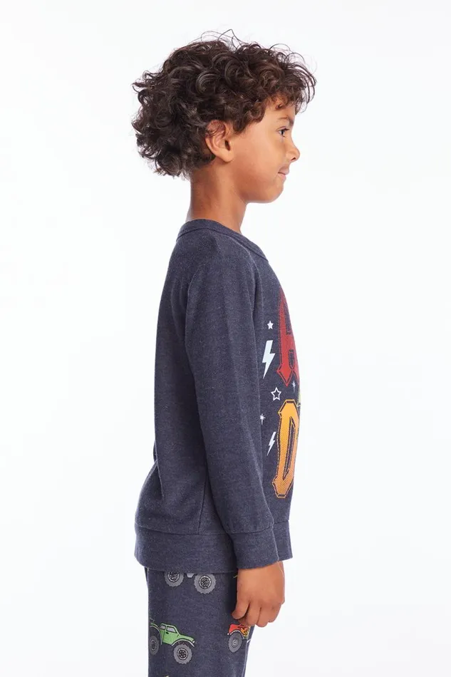 KidsWomens Chaser Brand Boys ACDC Bolts and Stars Logo Boys Long Sleeve