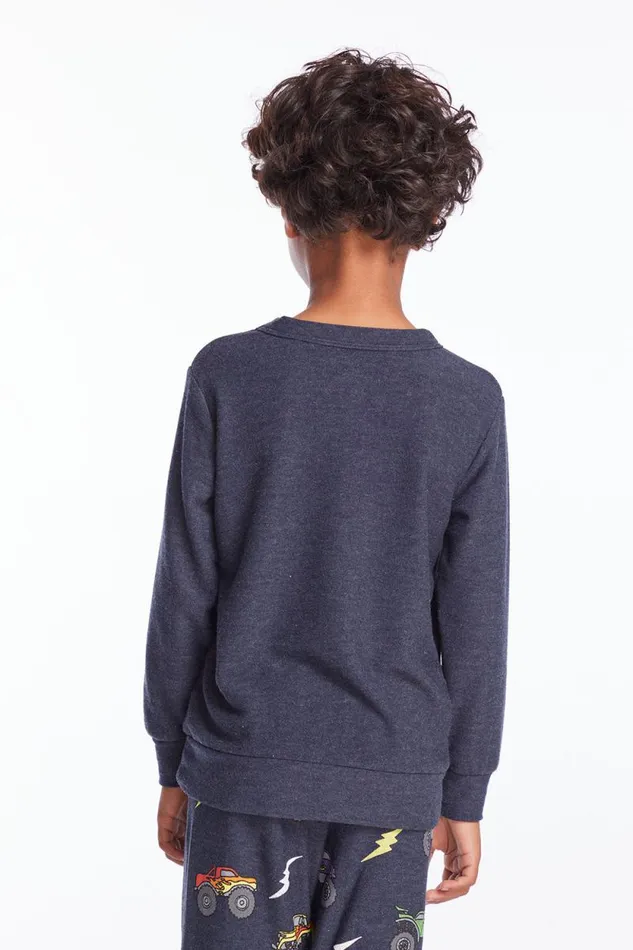 KidsWomens Chaser Brand Boys ACDC Bolts and Stars Logo Boys Long Sleeve