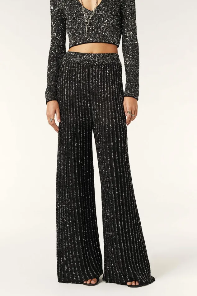 Knit Pants Donna Black Women Baandsh Pants and Jeans