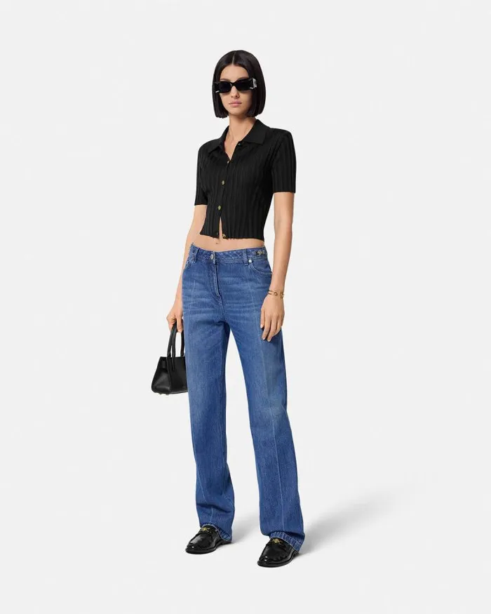 Knit Shirt Black Women Versace Knitwear